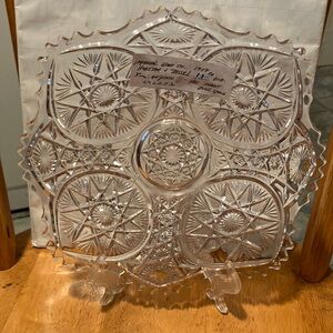Beautiful Vintage Imperial Glass Co . 1909 11” crystal serving plate , cake